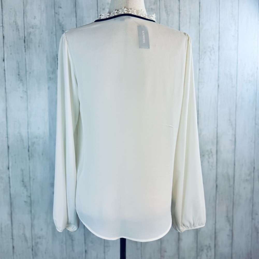 Express | Cream Lace Yoke Long Sleeve Blouse M NWT - Picture 9 of 14
